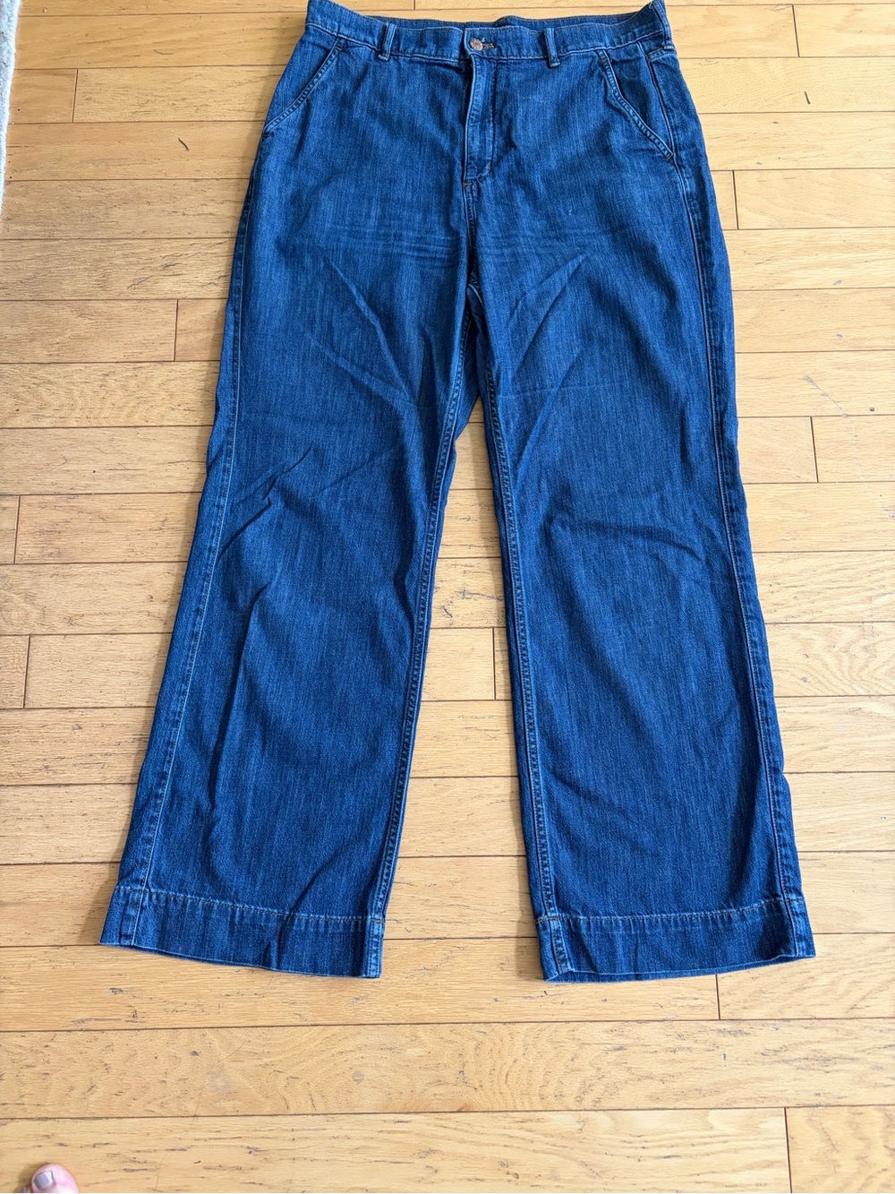 J. Crew  Trouser-Leg Denim Jeans in Deep Blue